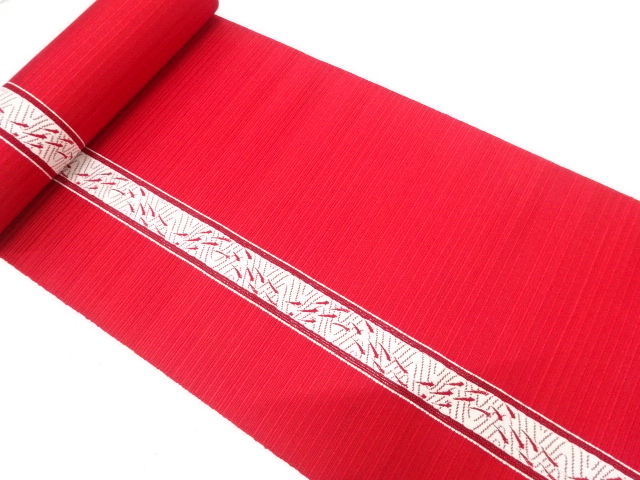 JAPANESE KIMONO / ANTIQUE BOLT FOR HASSUN OBI / WOVEN STREAM & JAPANESE KILLIFISH